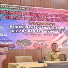 Wabup Kapuas Dodo didampingi Kepala Bapperida Ahmad Muhammad Saribi saat kegiatan Forum Perangkat Daerah / Lintas Perangkat Daerah dalam rangka penyusunan RKPD 2027, di Aula Bapperida Kapuas, Senin (23/2/2026). 