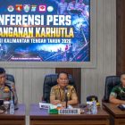 Pemerintah Provinsi Kalimantan Tengah bersama unsur TNI dan Polri menggelar Konferensi Pers Penanganan Kebakaran Hutan dan Lahan (Karhutla)