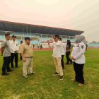 Gubernur Agustiar Sabran saat meninjau salah satu venue Porprov XIII di Pangkalan Bun, Kotawaringin Barat